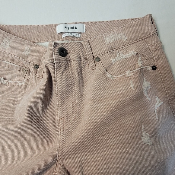 PISTOLA 27-IN Blush Mid Rise Skinny Distressed denim jean with whiskering - Picture 4 of 12